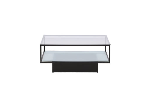 Rebellenclub Salontafel Lucera - 90 x 90 cm - Zwart met Glazen Blad