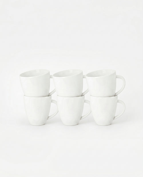 vtwonen - Basic - mokken set van 6 - porselein - wit - 200 ml