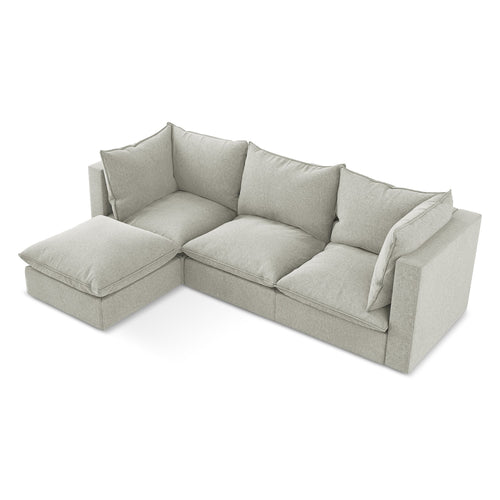 LaMiaSofa hoekbank links Ravenna - velours - lichtgrijs - 255x165x77