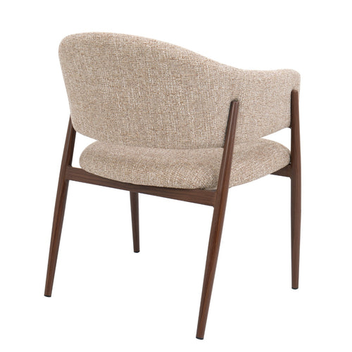 DÉJA Living Eetkamerstoel Dénia - Taupe/Walnoot Stof - Set van 2