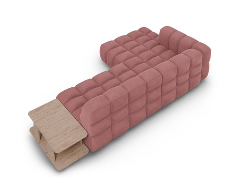 Cosmopolitan Design Modulaire hoekbank links Sky 4-zits, flueel, zalm - 162x297x70cm