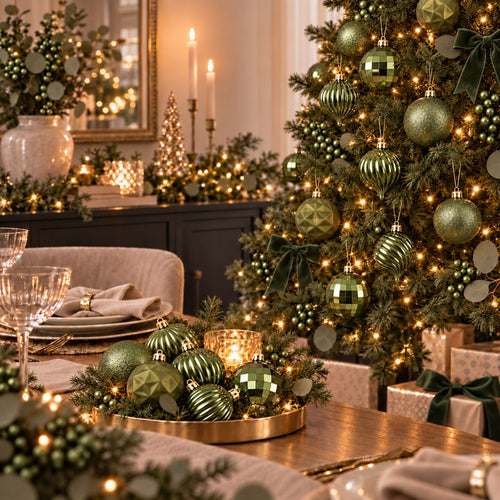 Mica Decorations Kerstballen Set Onbreekbaar Donkergroen - 40 Stuks Kerstballen van Gerecycled Polystyreen - Diameter 6 cm - Rond en Stevig - Geschikt
