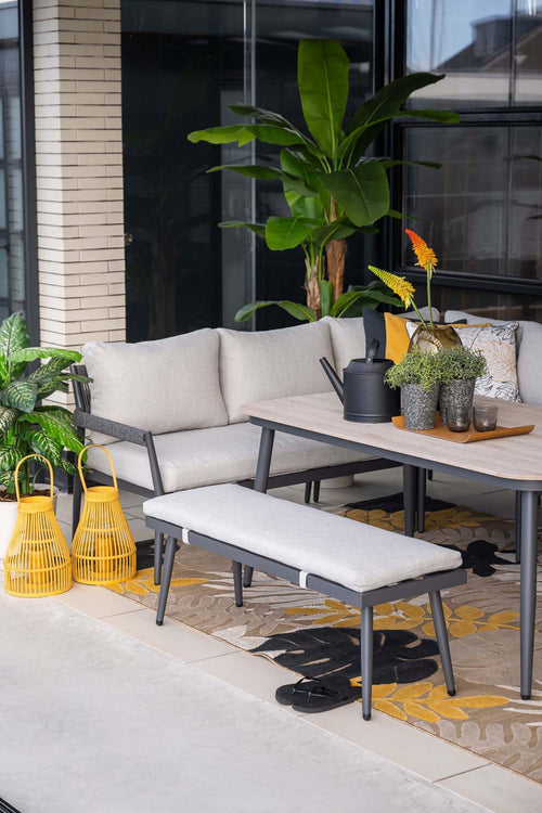 Barcelona lounge-diningset -5-dlg. - c. black -dark grey - valley sand