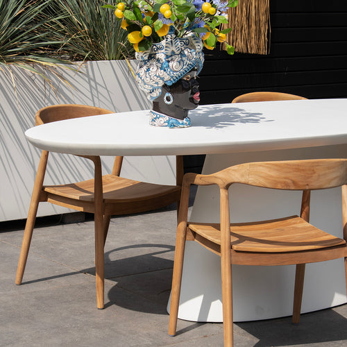 Giga Meubel Tuintafel Cleo - Ovaal 300cm - Wit Eco Composiet - vtwonen shop