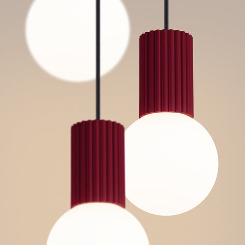 Sollux Lighting Hanglamp HALO 3P bordeauxrood - 25x25x125cm