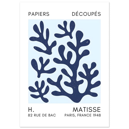 Artfulprints  Matisse – Coral shadows navy blue I   poster 50x70 cm - vtwonen shop