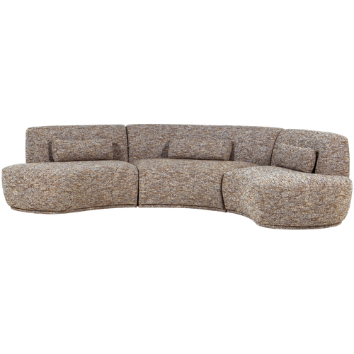 WOOOD half ronde bank 6-zits Batavier - Polyester - Lichtbruin Melange - 74x320x176