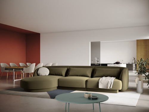 Cosmopolitan Design linker hoekbank Tulum 4-zits, flueel, groente - 156x255x70cm