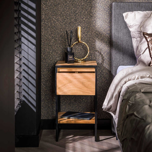 Giga Meubel Nachtkastje Straight - Naturel Acaciahout - 30x30x55cm - vtwonen shop