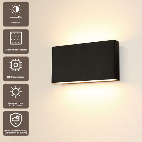Artdelight Wandlamp Box 2L - Zwart
