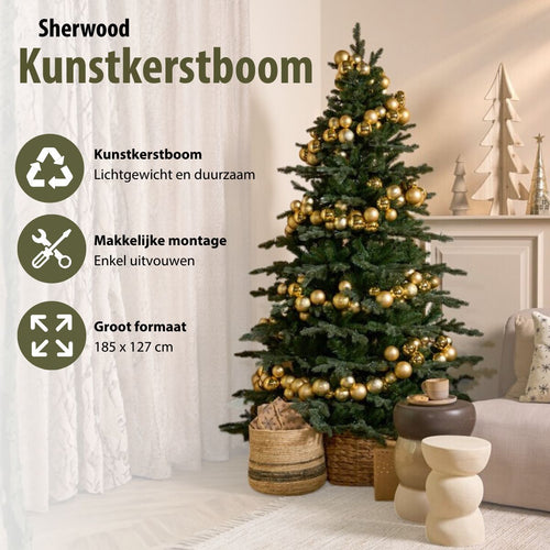 Triumph Tree Sherwood Deluxe - Kerstboom met Grillige Vorm en Natuurlijke Uitstraling - Kerstversiering voor Binnen - Kunstboom in Klassieke Stijl -