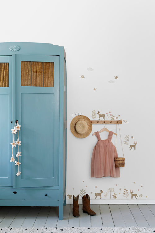 ESTAhome muursticker hertjes beige en roze - 33 x 47.5 cm - 156122 - vtwonen shop