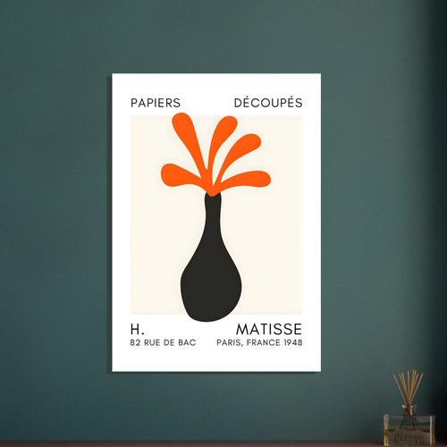 Artfulprints Poster Matisse - Ocean flower orange   - A4 21x29.7 cm - Oranje