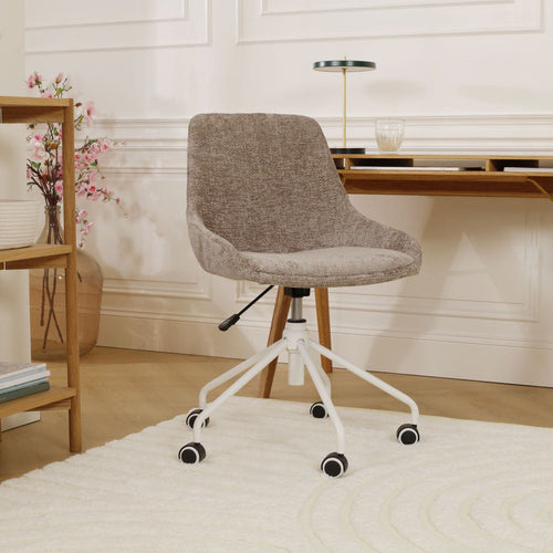 Nolon Nout-Isa Bureaustoel Bruin - Stof - Wit Onderstel - vtwonen shop