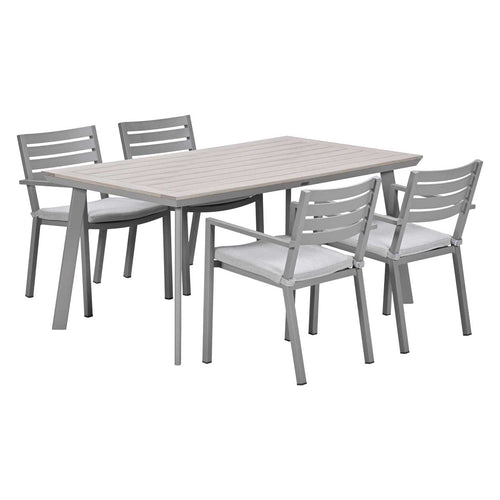 Garden Impressions Oklahoma/Vigo tuinset 4 personen taupe stapelbare stoelen 160 cm
