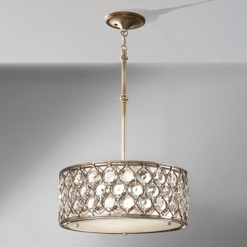 Elstead Lucia - 3-lichts cilindrische hanglamp, gepolijste zilveren afwerking, E27