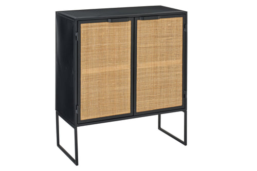 J-Line kast Rieten Panelen - hout - zwart/naturel