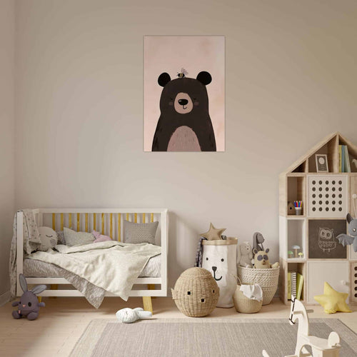Artfulprints Poster Donkere beer   - 30x40 cm - Bruin