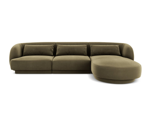 Cosmopolitan Design rechter hoekbank Tulum 4-zits, flueel, groente - 156x255x70cm