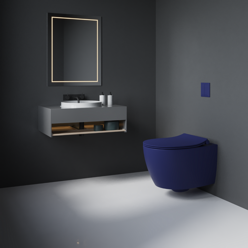 Isvea Wc Toilet Badkamer Hangend Blauw Inclusief Softclose Toiletbril - vtwonen shop