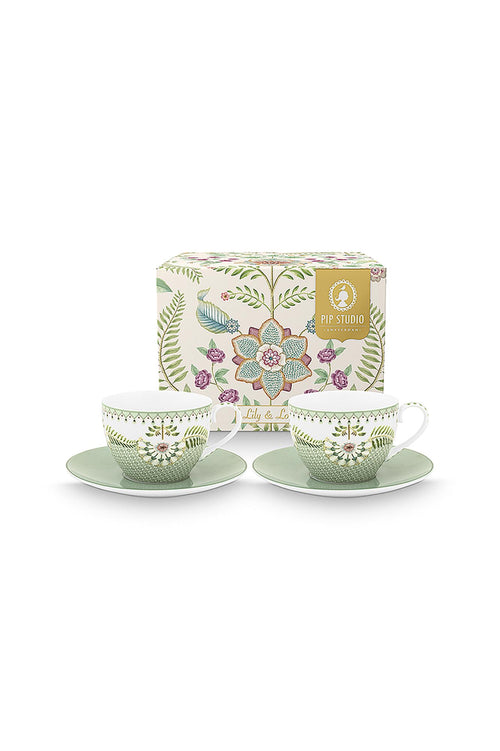 Pip Studio - Kopjes & Schotels Lily & Lotus - Lichtgroen - 300 ml - Set van 2