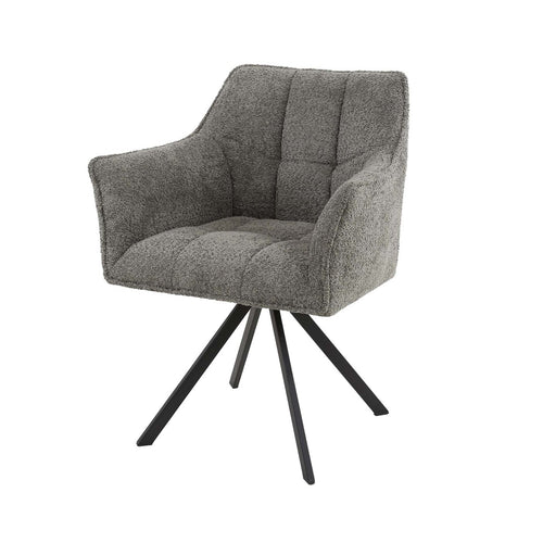 Giga Meubel Eetkamerstoel Raster - Taupe Bouclé - Draaibaar - Set van 2 - Set van 2 - vtwonen shop