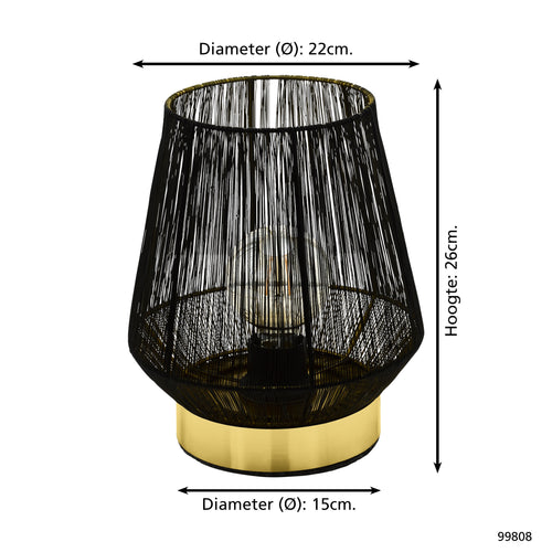 EGLO tafellamp Escandidos - e27 - 26 cm - zwart/koper/goud - vtwonen shop