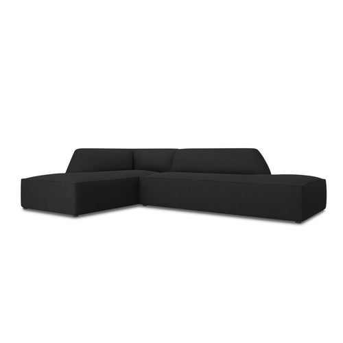 Cosmopolitan Design - Modulaire hoekbank links Siena 4-zits, structurele stof zwart - 180x273x69cm