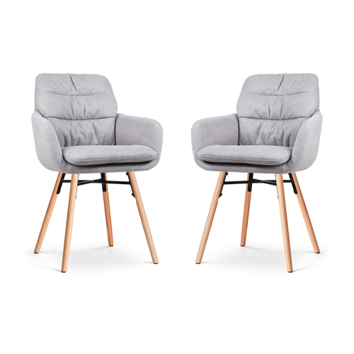 Nolon Nena-Mia Eetkamerstoelen Set van 2 - Grijs - Naturel Hout - vtwonen shop