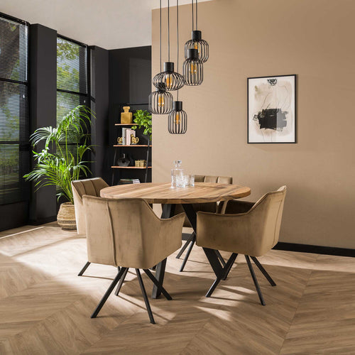 Giga Meubel Hanglamp Getrapt - Zwart Metaal - 5-Lichts - 180x47x47cm - vtwonen shop