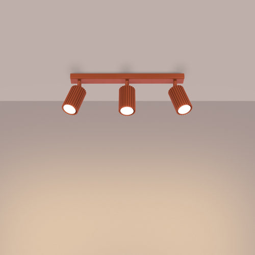 Sollux Lighting Plafondlamp KARBON 3L rood oker - 45x6,5x16,5cm