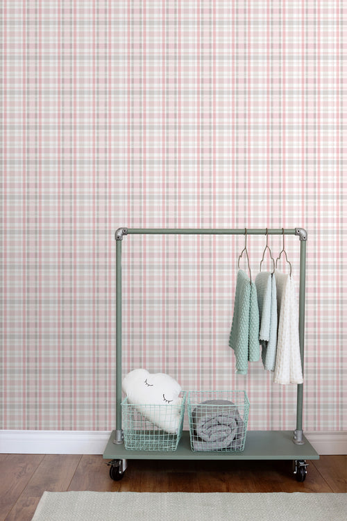 ESTAhome behang ruiten licht roze - 53 cm x 10.05 m - 138953