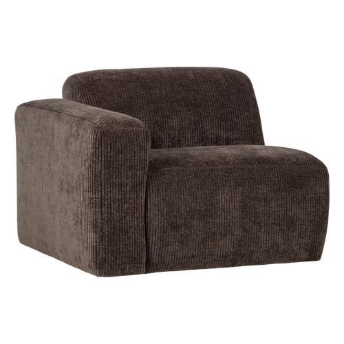 WOOOD 1-zits bank arm links Mojo Base - Ribstof - Bruin - 74x105x97