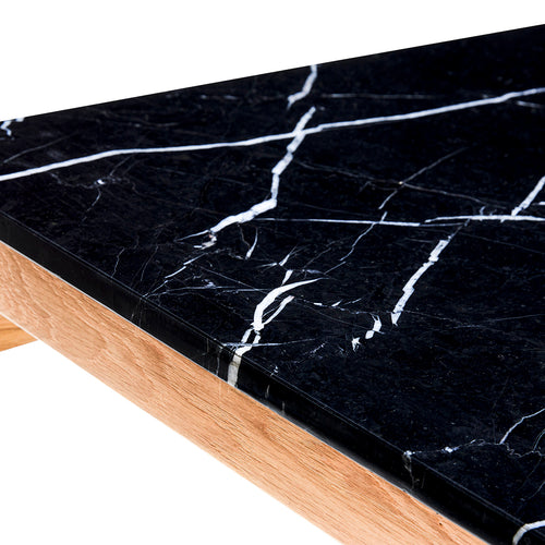 Hübsch bijzettafel Raw - marmer/mdf/eikenhout - 60x40xh42cm - vtwonen shop