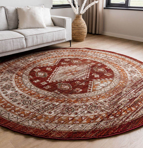 Interieur05 vintage vloerkleed Aila - oranje -  Ø 160 cm