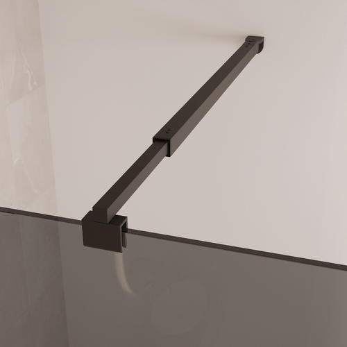 LOMAZOO douchewand Tacna - inloopdouche - anti kalk nano coating - gerookt glas met strepen - 8 mm - zwart - 100 x 200 cm