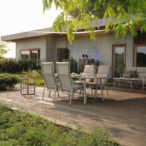 Hartman Tuinstoel Flora -  Beige Aluminium - Zithoogte 48cm - Set van 2