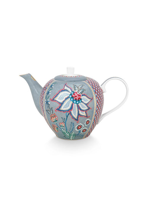 Pip Studio Flower Festival Theepot - Servies - Theekan - Lichtblauw - 1.6l - vtwonen shop