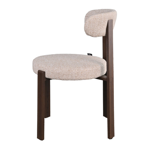 DÉJA Living Eetkamerstoel Lagan - Beige/Walnoot Stof - Set van 2 - vtwonen shop