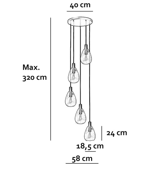 Freelight hanglamp Dorato - 5 lichts - 58  x 320   cm - zwart - vtwonen shop