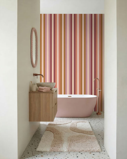 ESTAhome behang strepen roze, bruin, paars en bordeaux rood - 50 x 900 cm - 132040