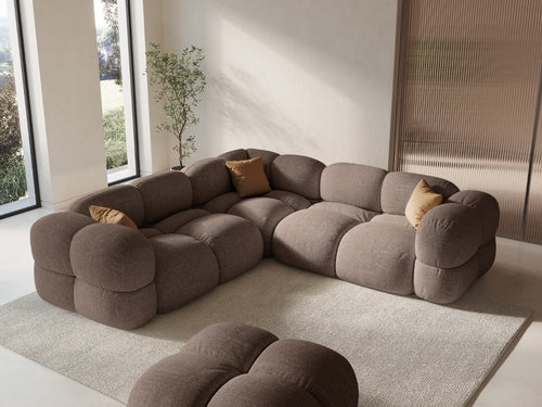 Cosmopolitan Design Symmetrische hoekbank Loretto 4-zits, structurele stof cappuccino - 250x250x68cm