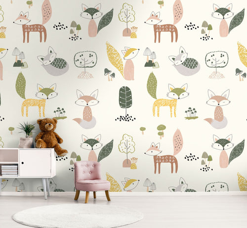 Livingwalls behang dieren meerkleurig, crème, groen, geel en beige - 159 x 280 cm - AS-391891