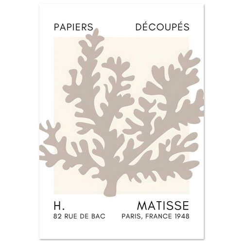 Artfulprints Poster met Lijst Matisse – Aqua bloom grey   - 30x40 cm - Grijs