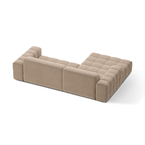 Cosmopolitan Design - Linker hoekbank Chicago 3-zits, flueel beige - 167x234x78cm