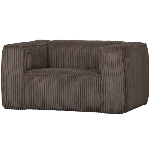 WOOOD fauteuil Bean - Grove Ribstof - Mud - 74x146x98 - vtwonen shop