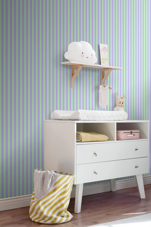 ESTAhome behang strepen paars en groen - 50 x 900 cm - 131568 - vtwonen shop