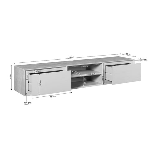 Starfurn Tv-meubel Ambiance - Zwevend - Zwart Hout - 160x35x30cm