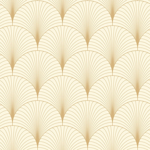 ESTAhome behang art deco motief beige en goud - 53 cm x 10.05 m - 139458