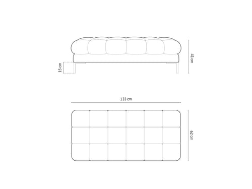 Cosmopolitan Design Bank Bali 2-zits, flueel, lichtgrijs - 62x133x40cm